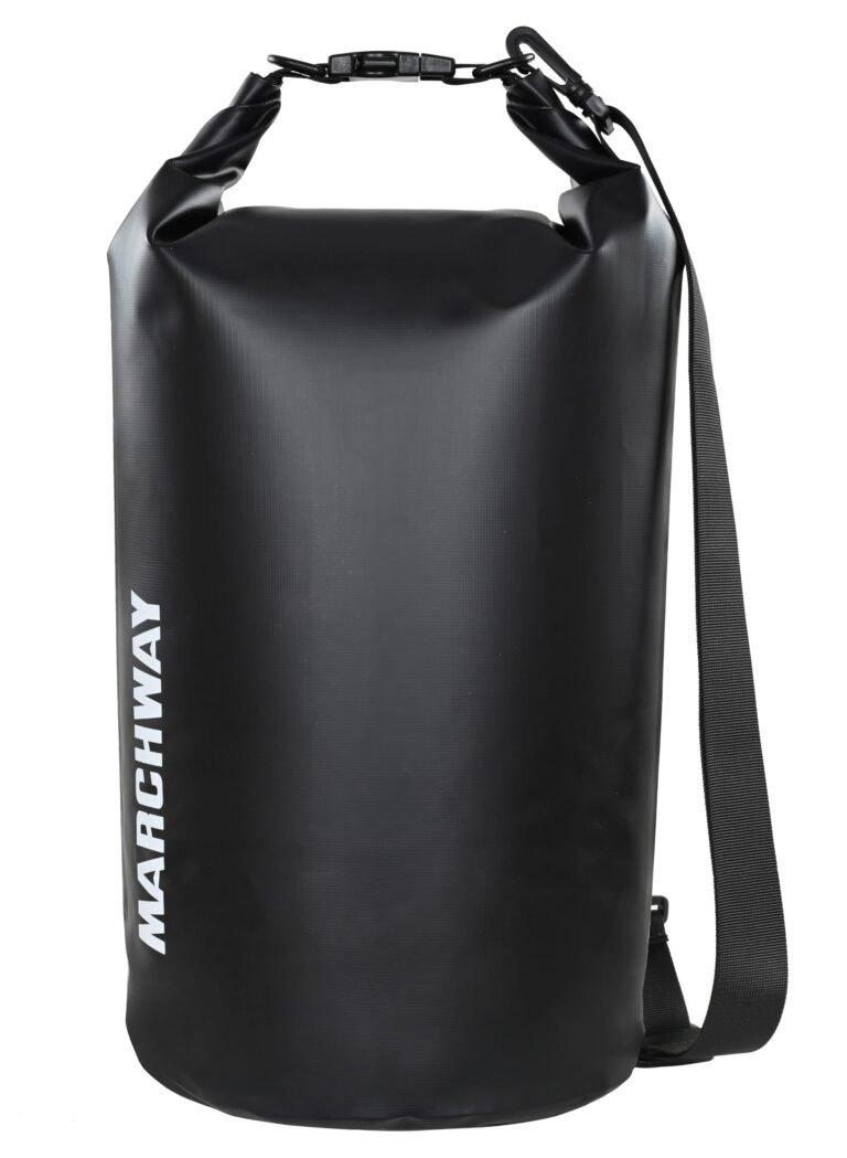 Black "Marchway" dry bag with shoulder strap and roll-top closure