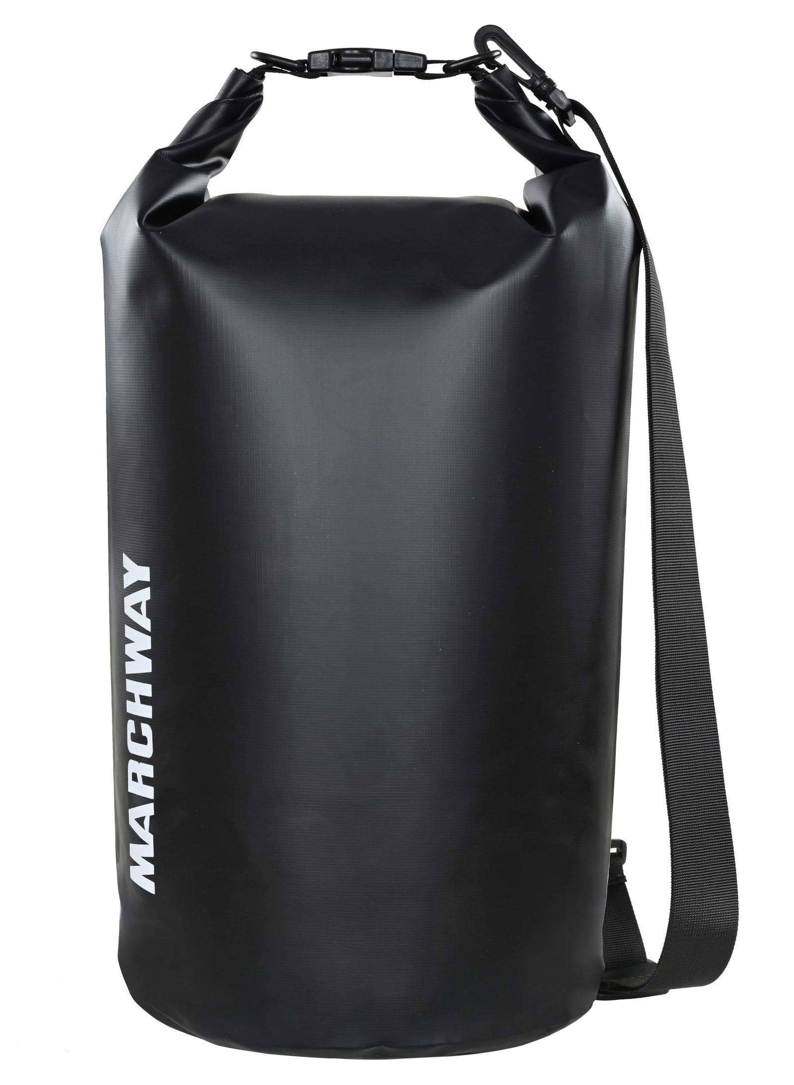 Black "Marchway" dry bag with shoulder strap and roll-top closure