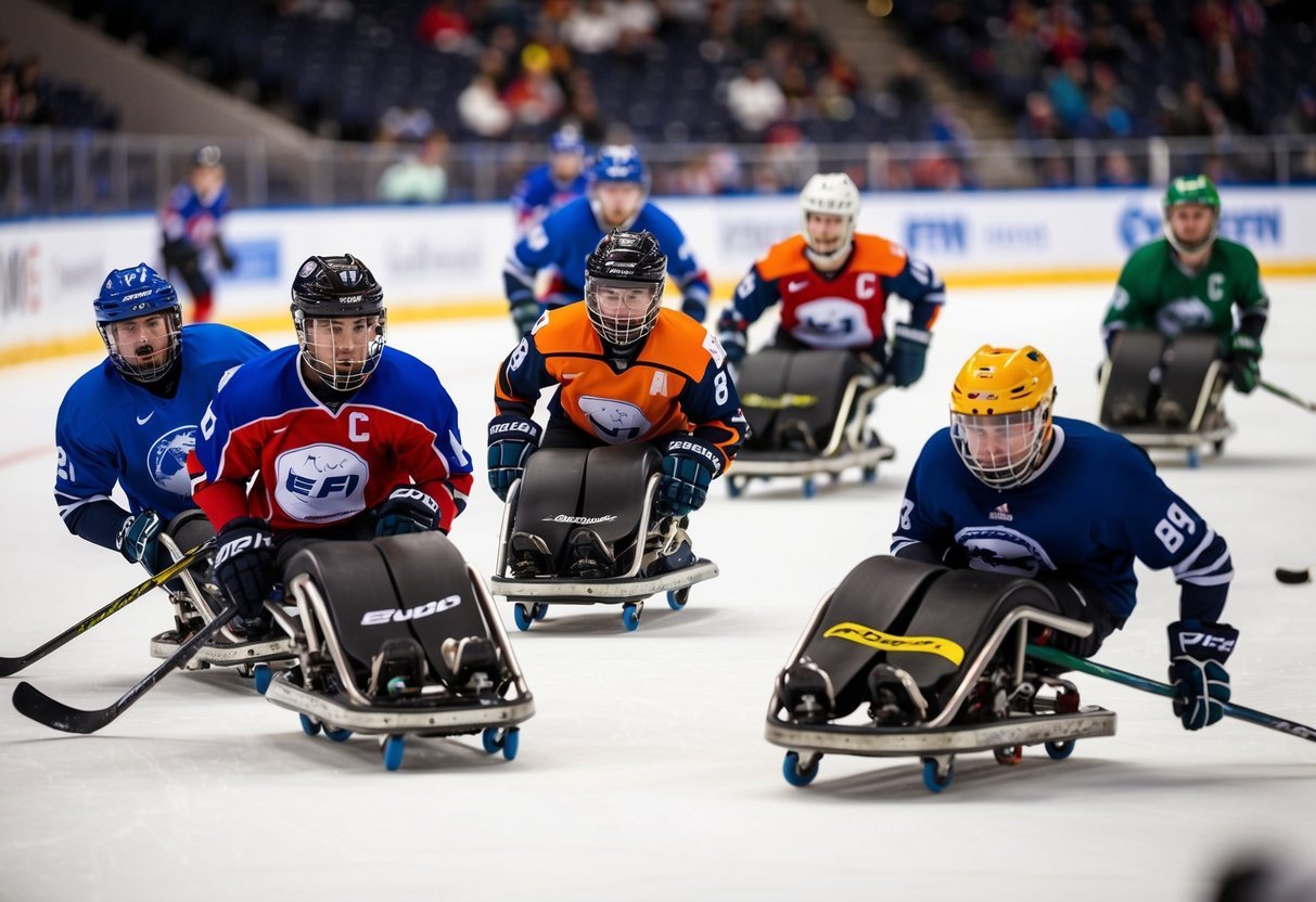 A group of sled hockey players from around the world compete in a lively tournament, showcasing the sport's remarkable growth and international appeal