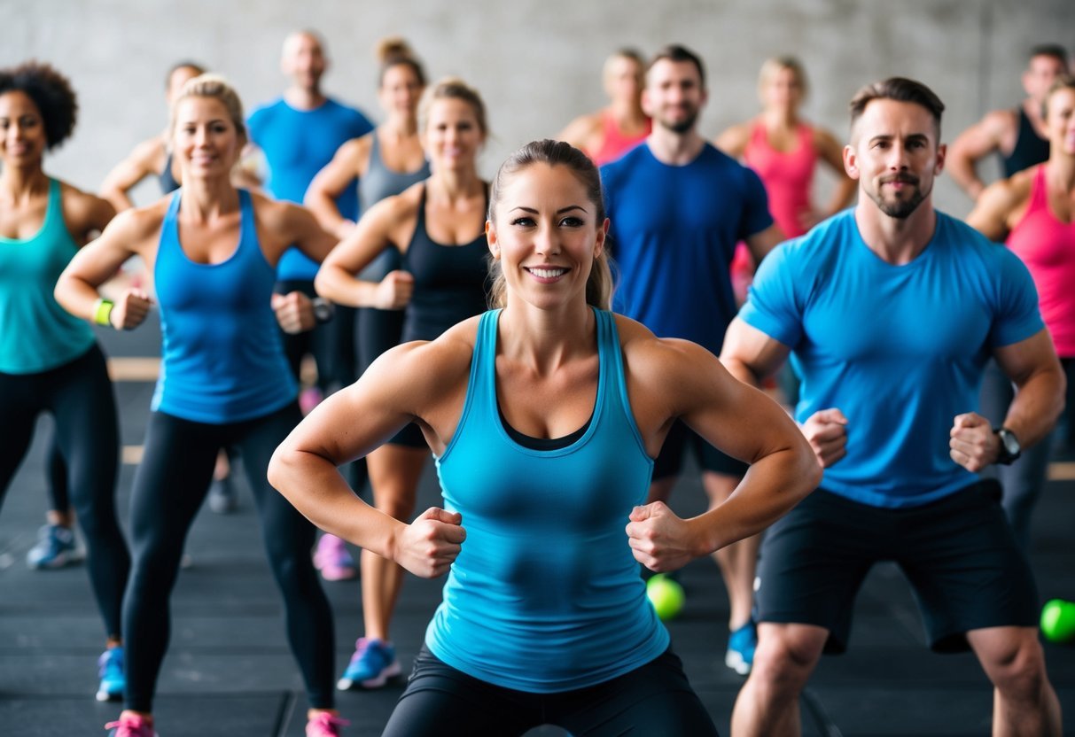 A group of people engaged in various CrossFit exercises, showing increased energy levels and enjoying the amazing health benefits