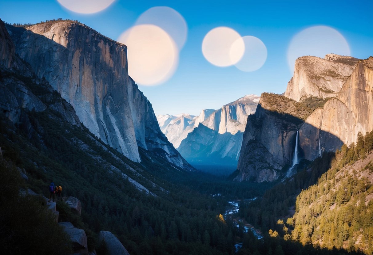 The towering granite cliffs of Yosemite National Park provide a breathtaking backdrop for rock climbing, with challenging routes and stunning views