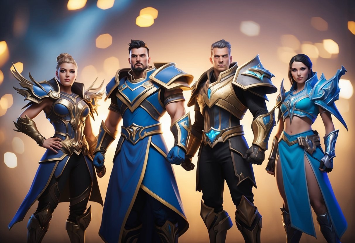 Four powerful heroes stand together, each representing a different aspect of Dota 2's future