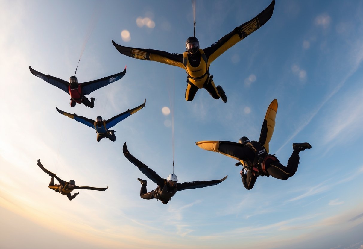 A group of wingsuit flyers soar through the sky, showcasing the evolution of the sport.</p><p>Each flyer displays a unique style as they glide through the air